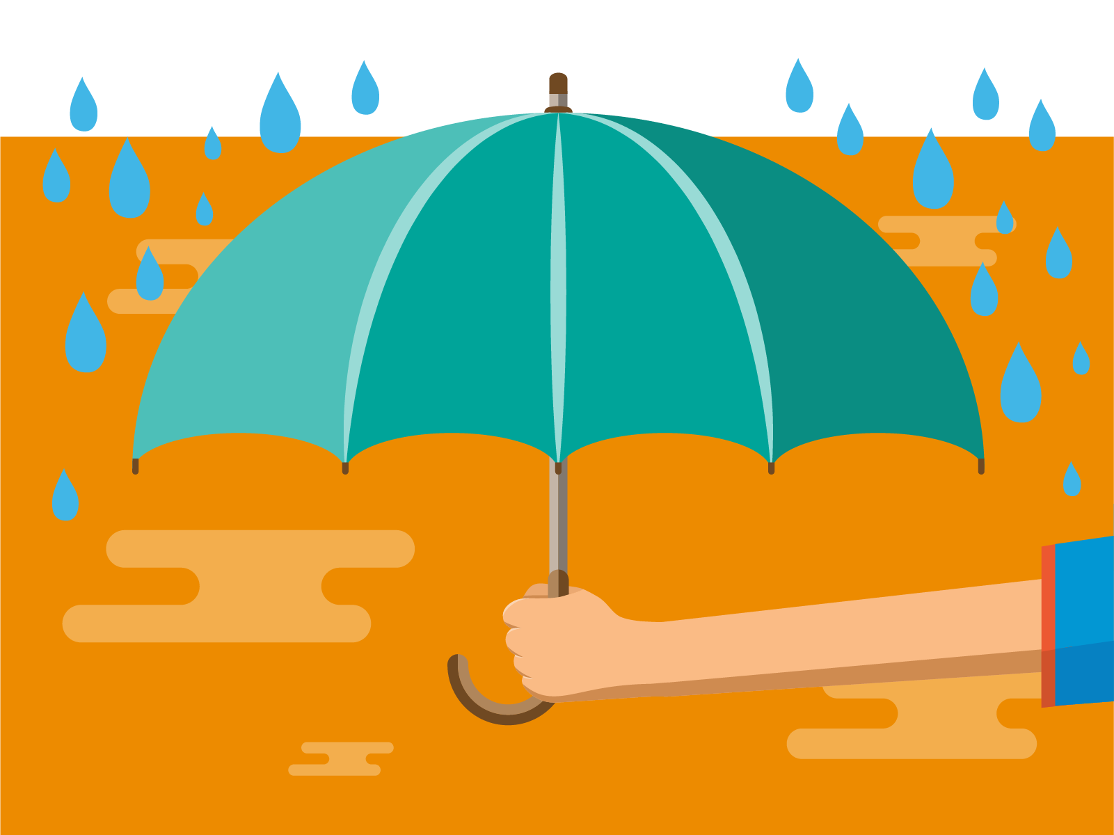 Umbrella shielding from rain